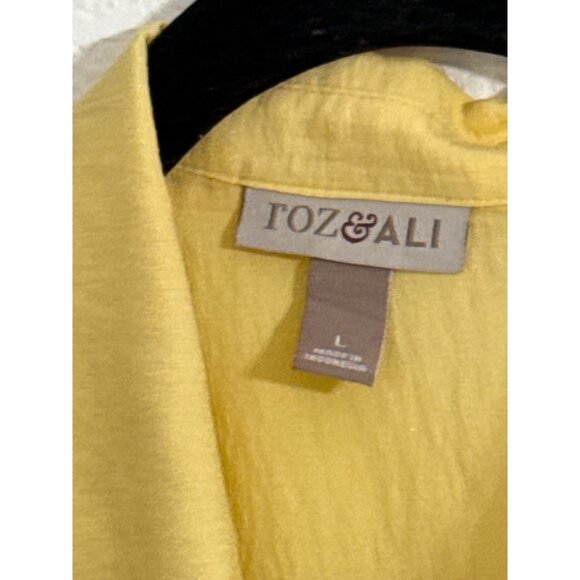 Roz & Ali Yellow Button-Down Blouse With Roll Tab Sleeves L - Picture 3 of 7